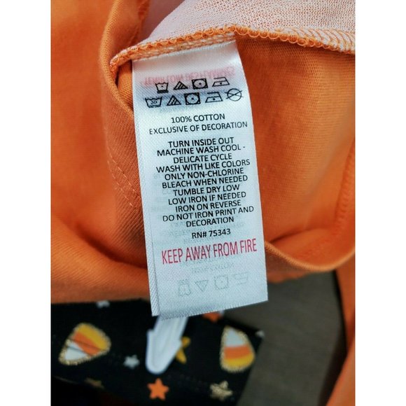 Spooky Night Unicorn Sequin 3 Toddler 2 Piece Kids Orange Shirt Pants Set - Picture 11 of 12